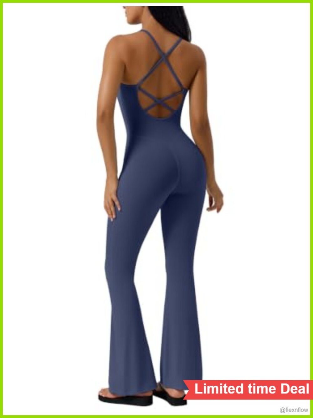 Women's Flare Jumpsuit One Piece Workout Romper Padded Bra Sleeveless Backless